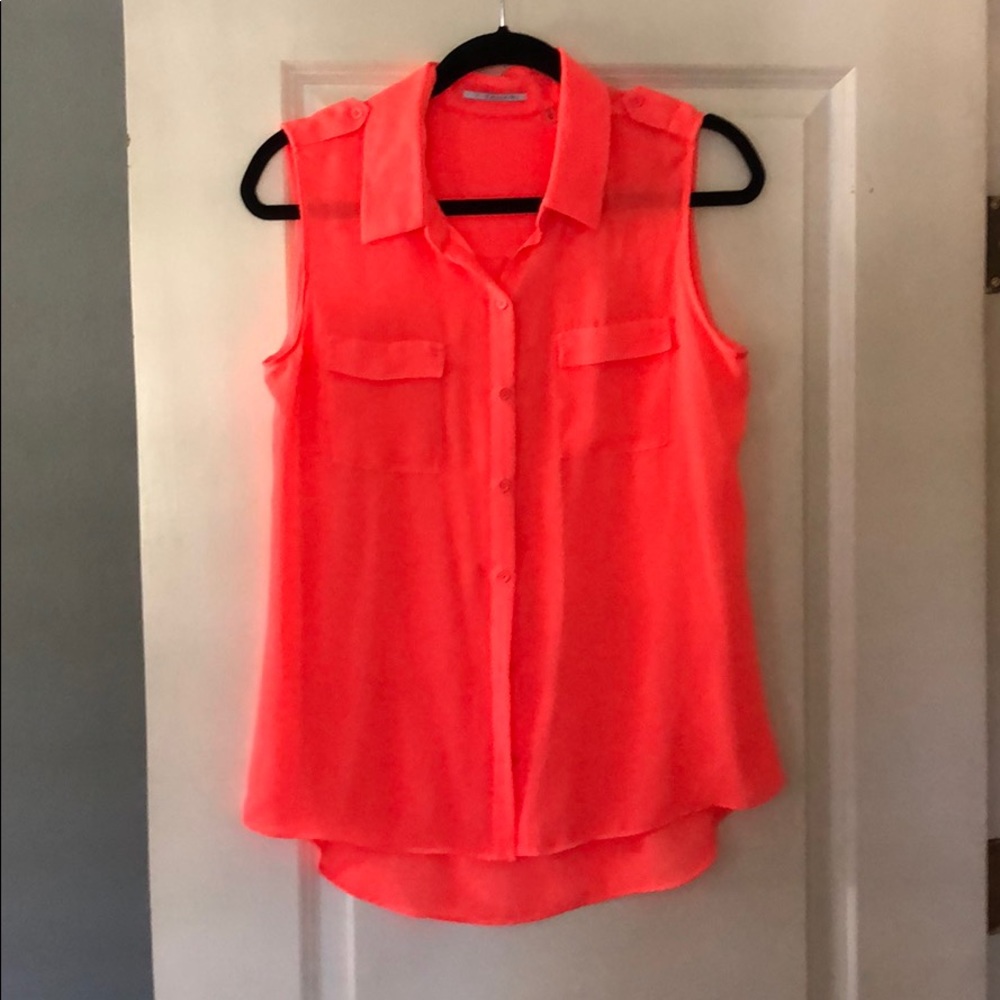 T Tahari fluorescent orange shirt